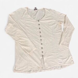 J. Jill Top‎ Womens beige Dots Blouse Semi Sheer Long sleeve Size Medium